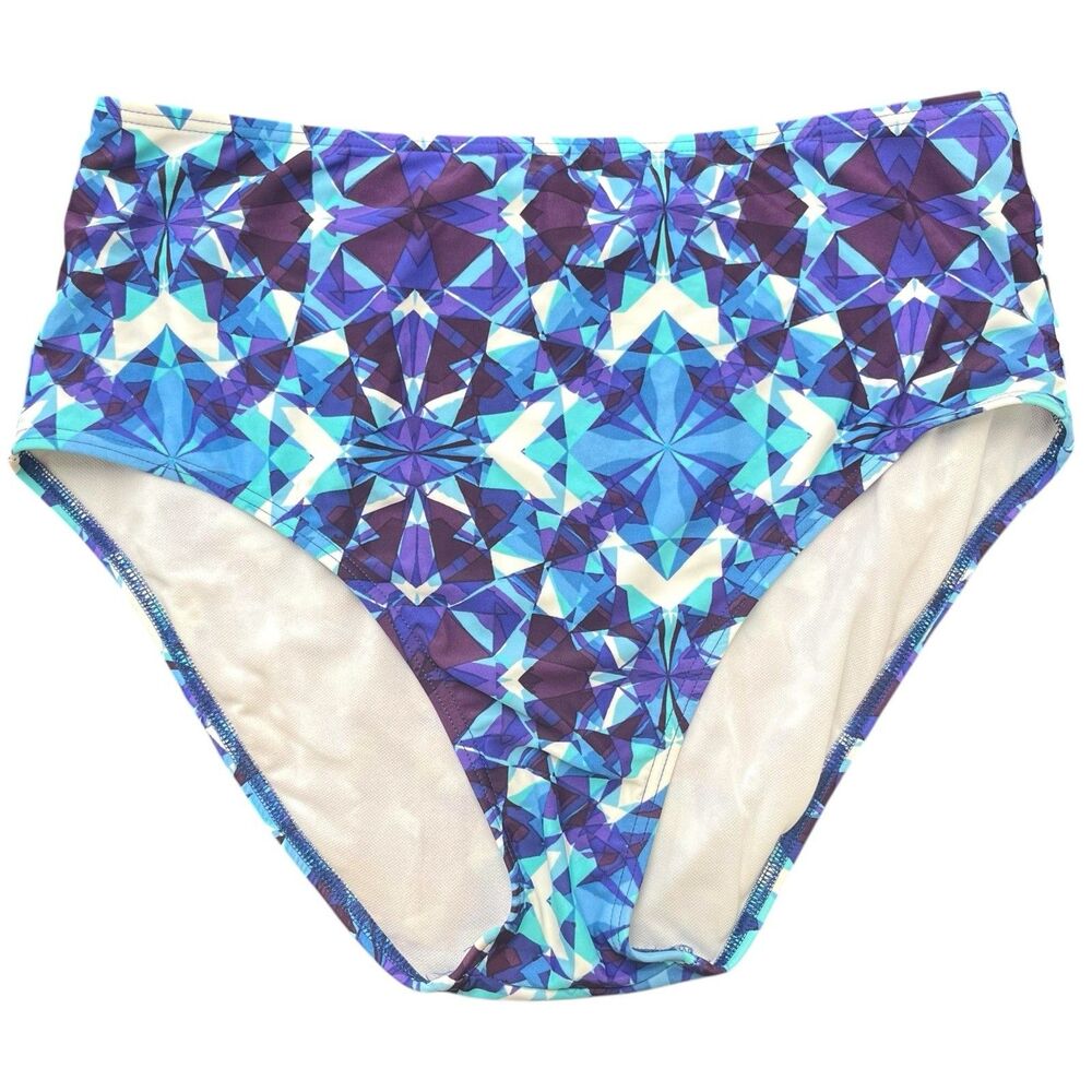 Always For Me Women's Size‎ 16W High Waisted Geometric Print Swim Bikini Bottom